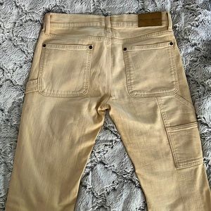 Gorgeous rare Ralph Lauren Black Label Cargo Jeans light tan w patch front.